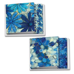 12 Blank All Occasions Card Assortment Set (4.8 x 6.6 Inch) with Envelopes (2 Designs, 6 Each) Blue Blooms