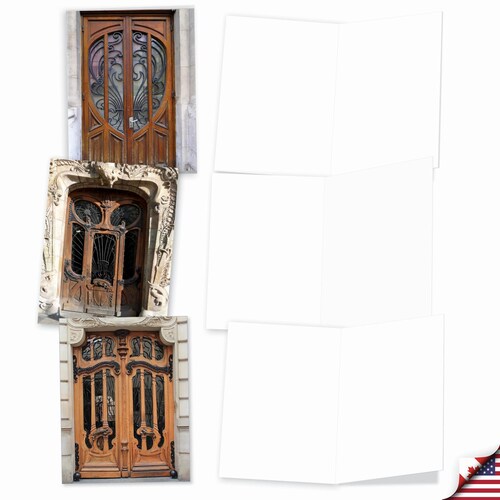 10 cartes de correspondance vierges assorties pour toutes occasions - Portes Art Nouveau - 10 modèles avec enveloppes - M4624OCB-B1X10