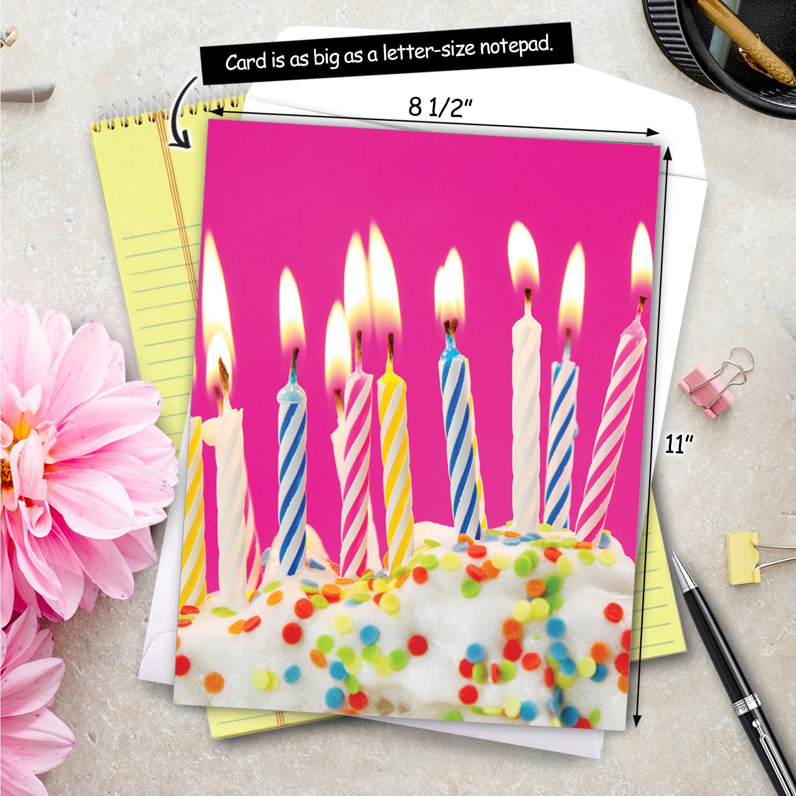 Tarjeta de velas de cumpleañosColorida imagen de pastel con - Etsy México