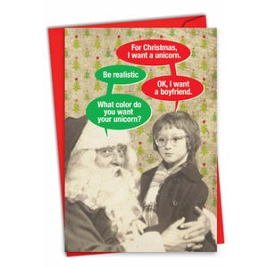 Christmas Unicorn: Creative Merry Christmas Printed Greeting Card, For Him For Her