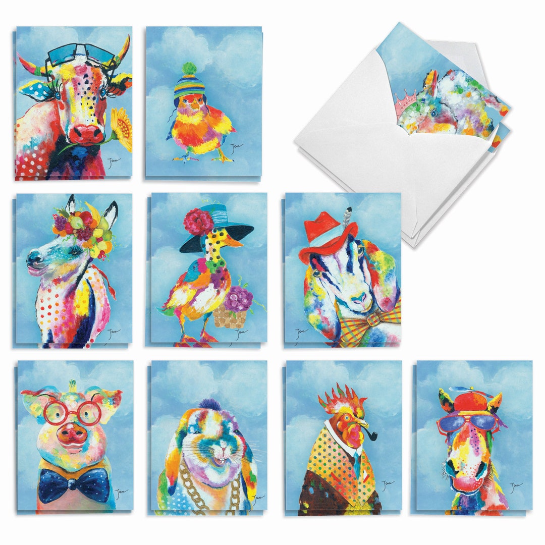 20 Assorted Funny Blank Notecards Bulk Bulk Pack 4 X 5.12 Inch W ...