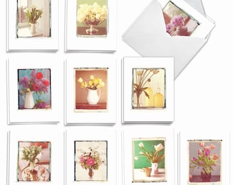 20 Assorted Sympathy Notecards Bulk Set 4x5.12" w/ Envelopes (10 Designs, 2 Each) Foto Florals
