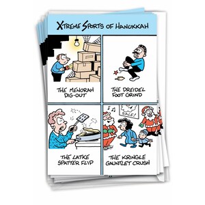 12 Funny Chanukah Greeting Cards Bulk  Set with Envelopes (1 Design, 12 Each) Holiday Xtreme Sports, For Him For Her
