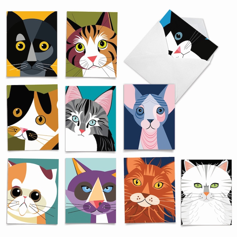 10 Assorted All Occasions Notecards Set 4 X 5.12 Inch With Envelopes ...