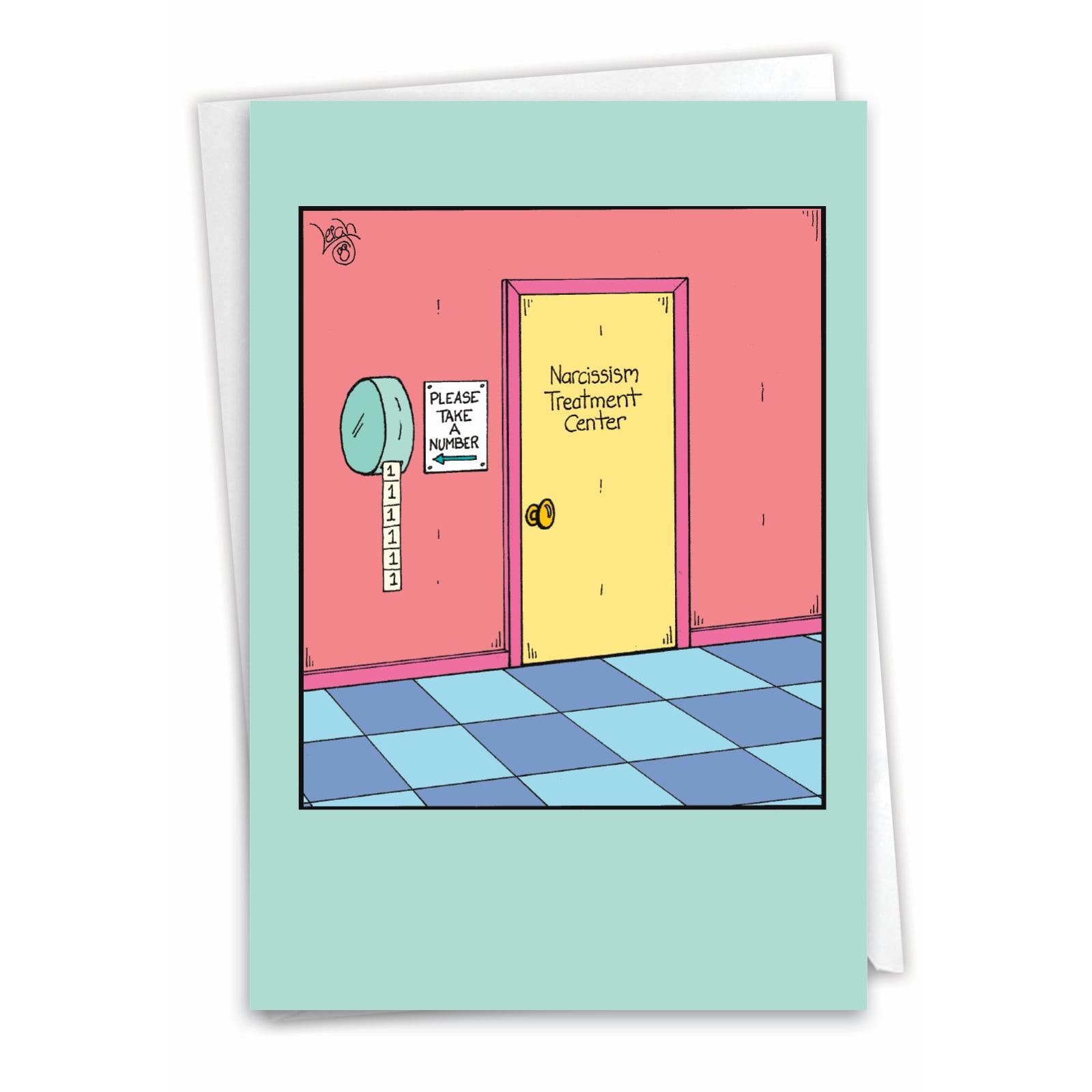 Funny Birthday Greeting Card with 5 x 7 Inch Envelope (1 Card) Bday Narcissism Treatment C6965BDG - NobleWorks