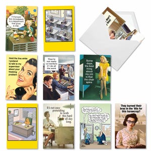 10 Assorted Set (1 Each) Funny Anniversary Greeting Cards - Congratulations Workplace Woo-Hoo  | Envelope(s) Included | Made in the USA