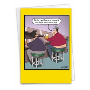 Funny Birthday Greeting Card w/ Envelope (1 Card) Bday New One, For Him For Her