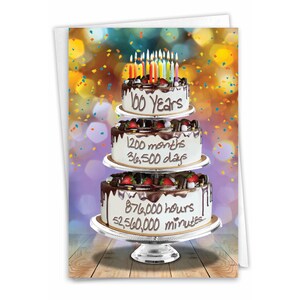 100th Birthday Milestone Greeting Card with 5 x 7 Inch Envelope (1 Card) Time Count 100
