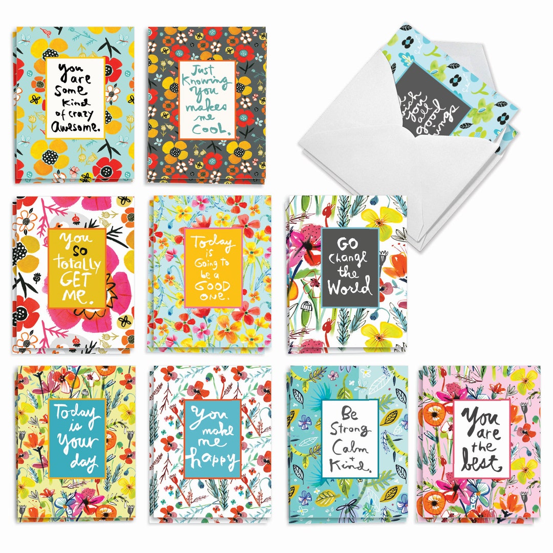 20 Assorted Blank Notecards Bulk Pack 4 X 5.12 Inch With Envelopes (10 ...