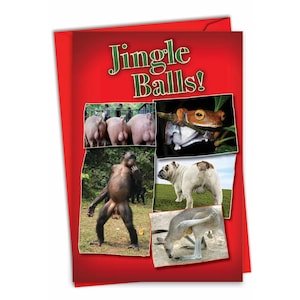 Christmas Greeting Card w/ Envelope (1 Card) Merry Christmas Holiday Jingle Balls Christmas, For Him For Her