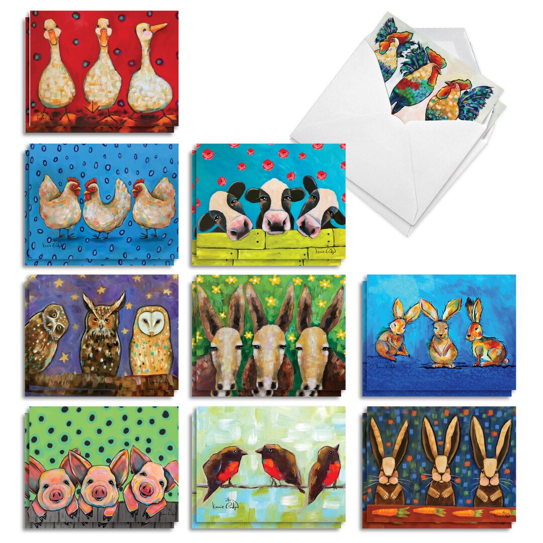 20 Assorted Blank Notecards Set 4 X 5.12 Inch With Envelopes (10 ...