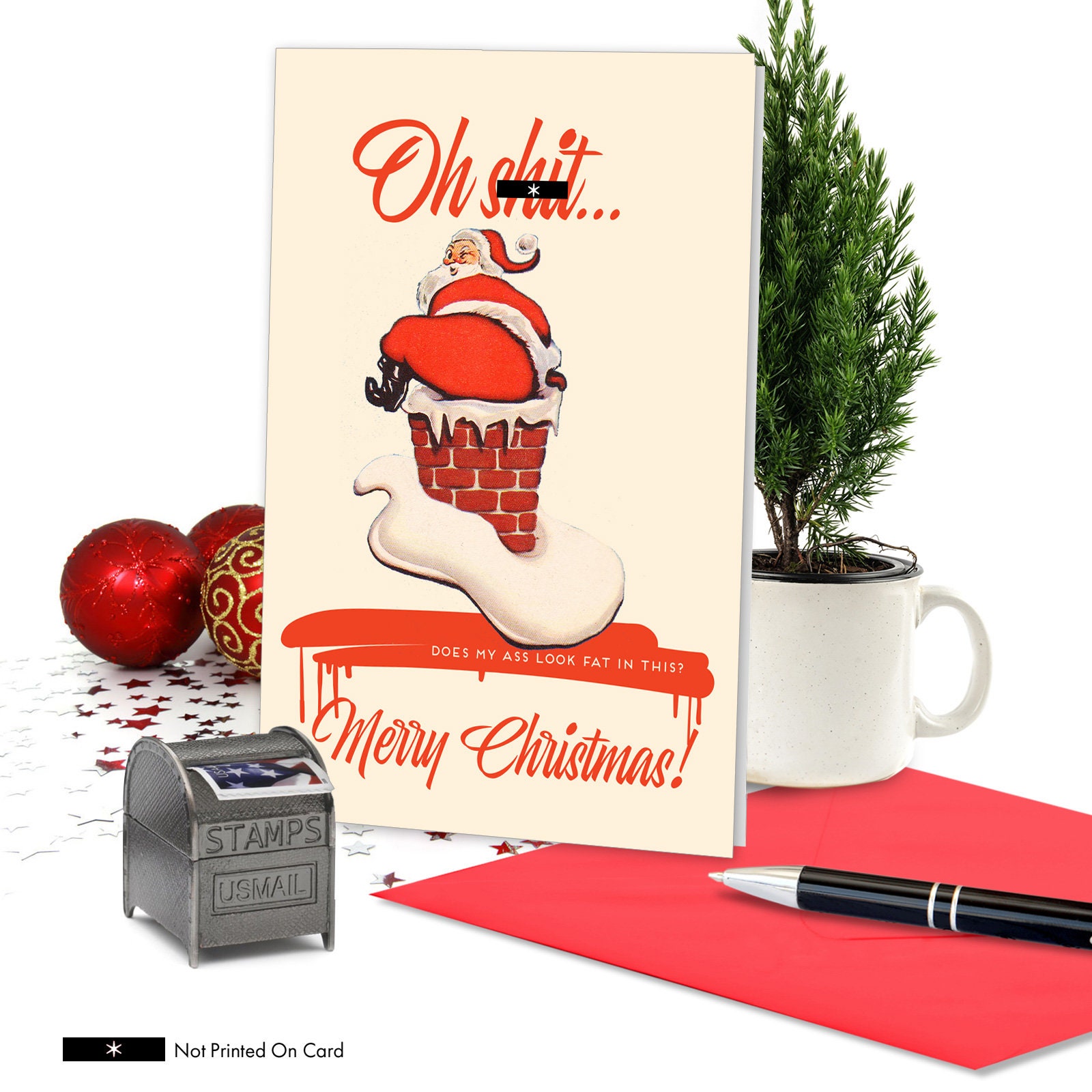 Nobleworks Fat Santa 12 Funny Adult Christmas Cards With Etsy