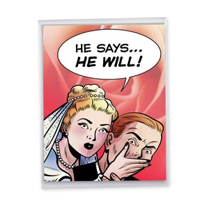 Jumbo Funny Wedding Congratulations Greeting Card 8.5 x 11 Inch w/ Envelope (1 Pack) Oversize - Good Luck He Says He Will, For Him For Her