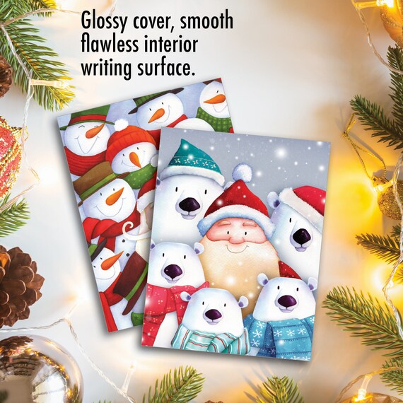 Lot De 12 Cartes De Noël Avec Enveloppes Et Autocollants - Motifs Sapins, Père Noël, Bonhommes De Neige - Pour Souhaits De Noël, Cadeaux, Décoration De Table