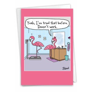 Funny Birthday Greeting Card (1 Card) Bday Flamingo Scale | Envelope(s) Included | Made in the USA