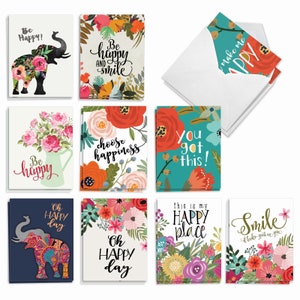20 Assorted Blank All Occasions Note Cards Bulk Pack 4 x 5.12 Inch w/ Envelopes (10 Designs2 Each)  Optimisms, For Him For Her