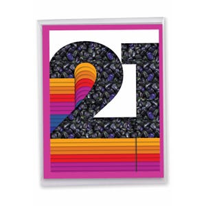 Jumbo 21th Birthday Milestone Greeting Card 8.5&quot;x11&quot; (1 Pack) Big, Jumbo Bold 21 | Envelope(s) Included | Made in the USA