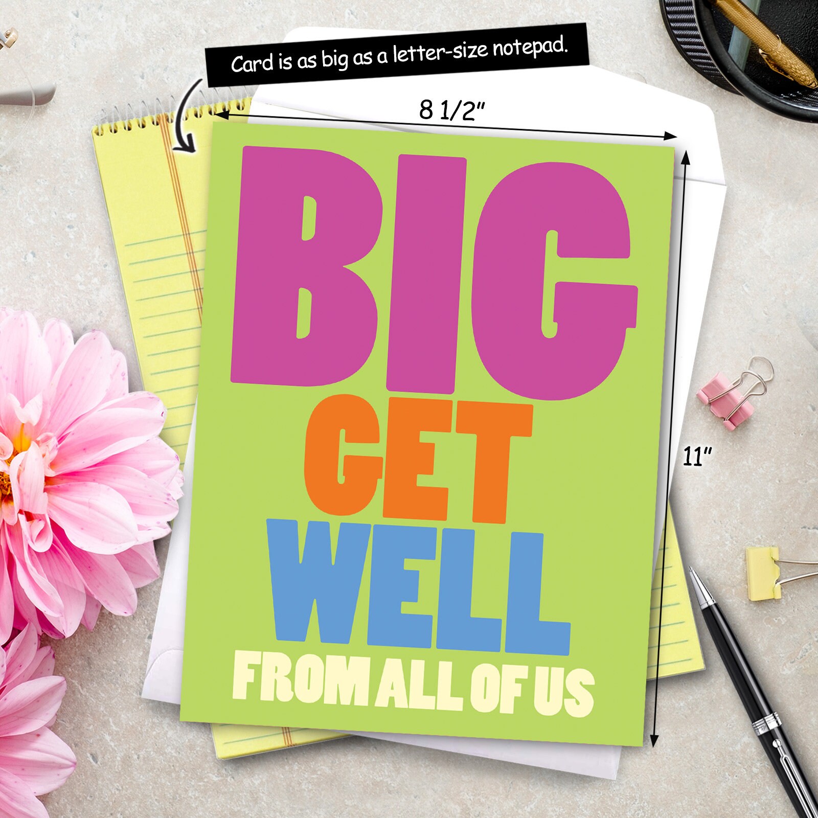 NobleWorks Jumbo Get Well Greeting Card 8.5 x 11 Inch Etsy