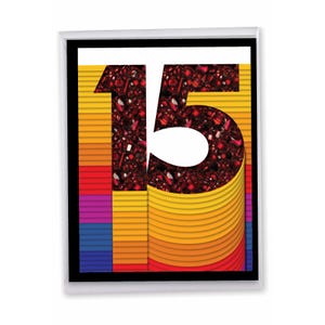Anniversary Milestone Card - Bold 15 - Large Single Card 8.5x11 w/ Envelope - J6110TMAG