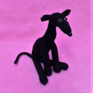 Whippet Greyhound Lurcher Dog Best Friend Mother’s Day Gift Hand Knitted Black Pure Wool Sighthound Longdog Ornament Quirky Cute Small