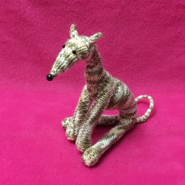 Whippet Greyhound Lurcher Dog Best Friend Mother’s Day Gift Hand Knitted Light Brindle Sighthound Longdog Ornament Quirky Cute Small