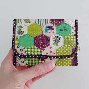 Schlanke Geldbörse Schlüsselanhänger, Vegan Geldbörse, Schlüsselanhänger Kartenhalter, Geldbörse Schlüsselanhänger, Minimalistische Geldbörse, Mini Bifold Geldbörse - Grünes Sechseck