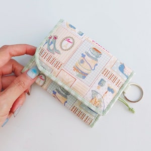 Schlanke Geldbörse Schlüsselanhänger, Vegan Geldbörse, Schlüsselanhänger Kartenhalter, Geldbörse Schlüsselanhänger, Minimalistische Geldbörse, Mini Bifold Geldbörse - Vintage Teal