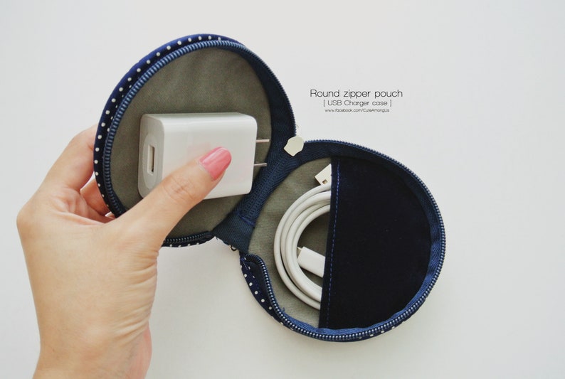 Argyle Round Zipper Pouch Charger & Cable Storage Cellphone Etsy