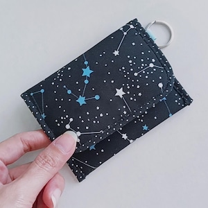 Schlanke Geldbörse Schlüsselanhänger, Vegan Geldbörse, Schlüsselanhänger Kartenhalter, Geldbörse Schlüsselanhänger, Minimalistische Geldbörse, Mini Bifold Geldbörse - Nachthimmel