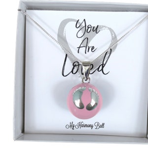 Silver & Pink Resin Were Used to Create this 22mm Harmony with Baby Foot Prints. Mom to Be Gift. Emits a Gentle Chime When Shaken. Gift Box