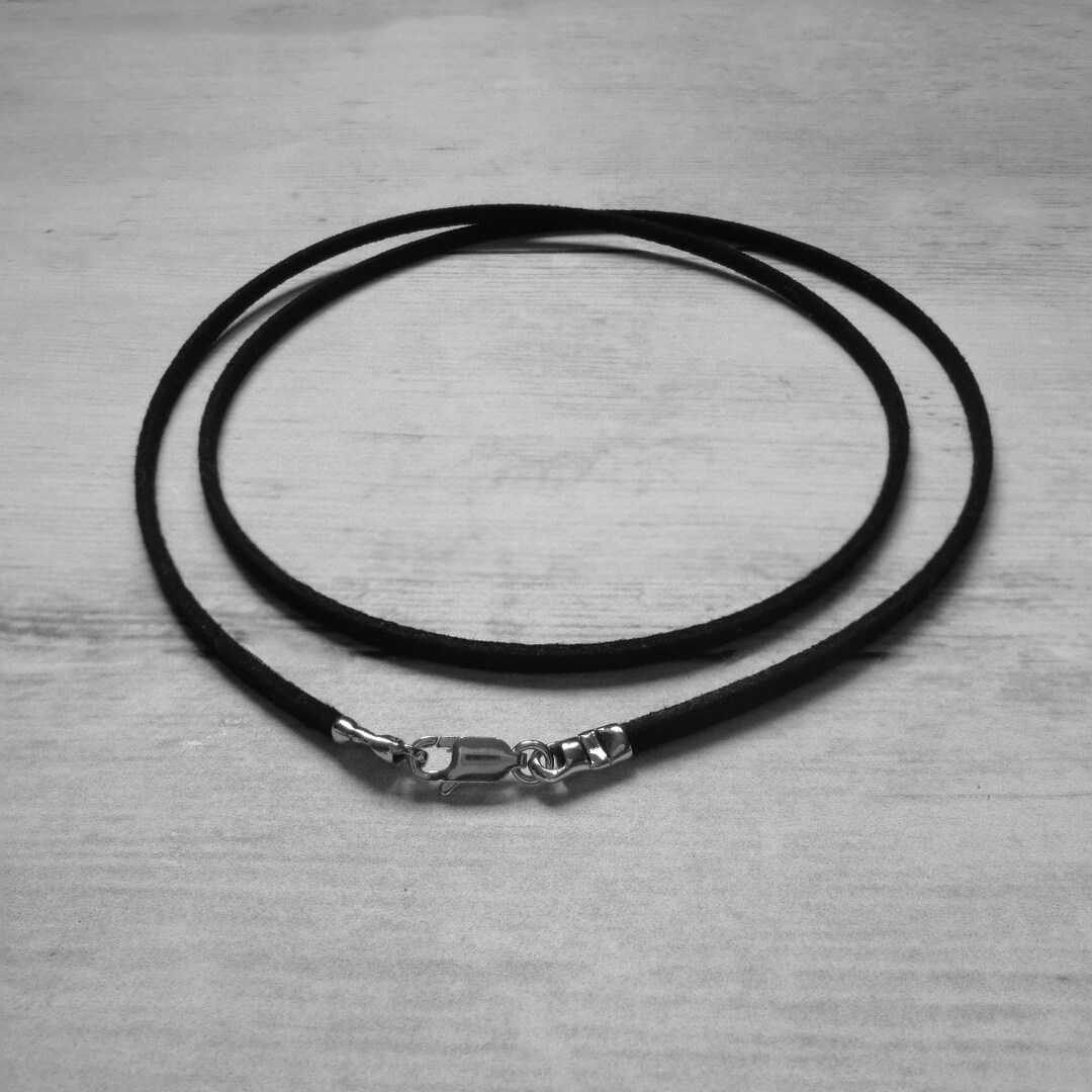 Black Soft Leather Cord Necklace, Genuine Leather Cord/sterling Silver