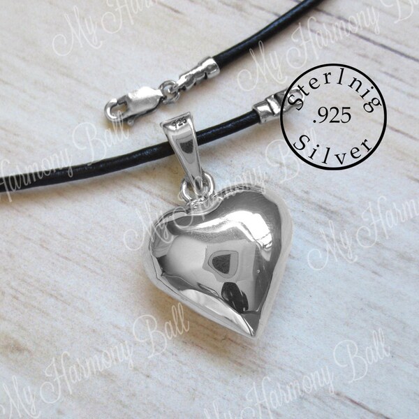 20mm .925 Sterling Silver (Not Plated) Heart Angel Caller or Harmony Ball with a Hammered Finish, A Bell Inside Produces a Soothing Chime