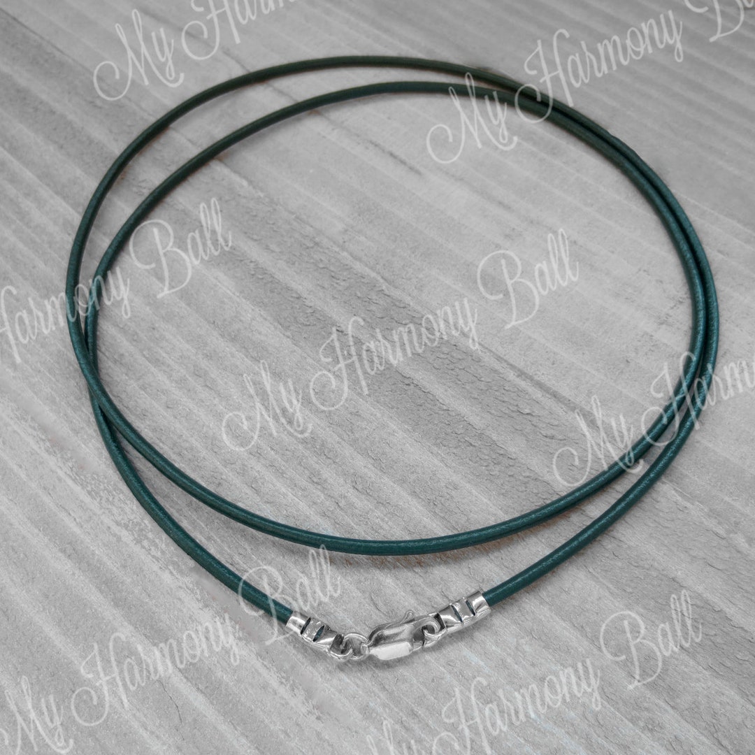 Unisex Genuine Black Leather Cord Necklace .925 Sterling Silver Clasp 18  Inch 