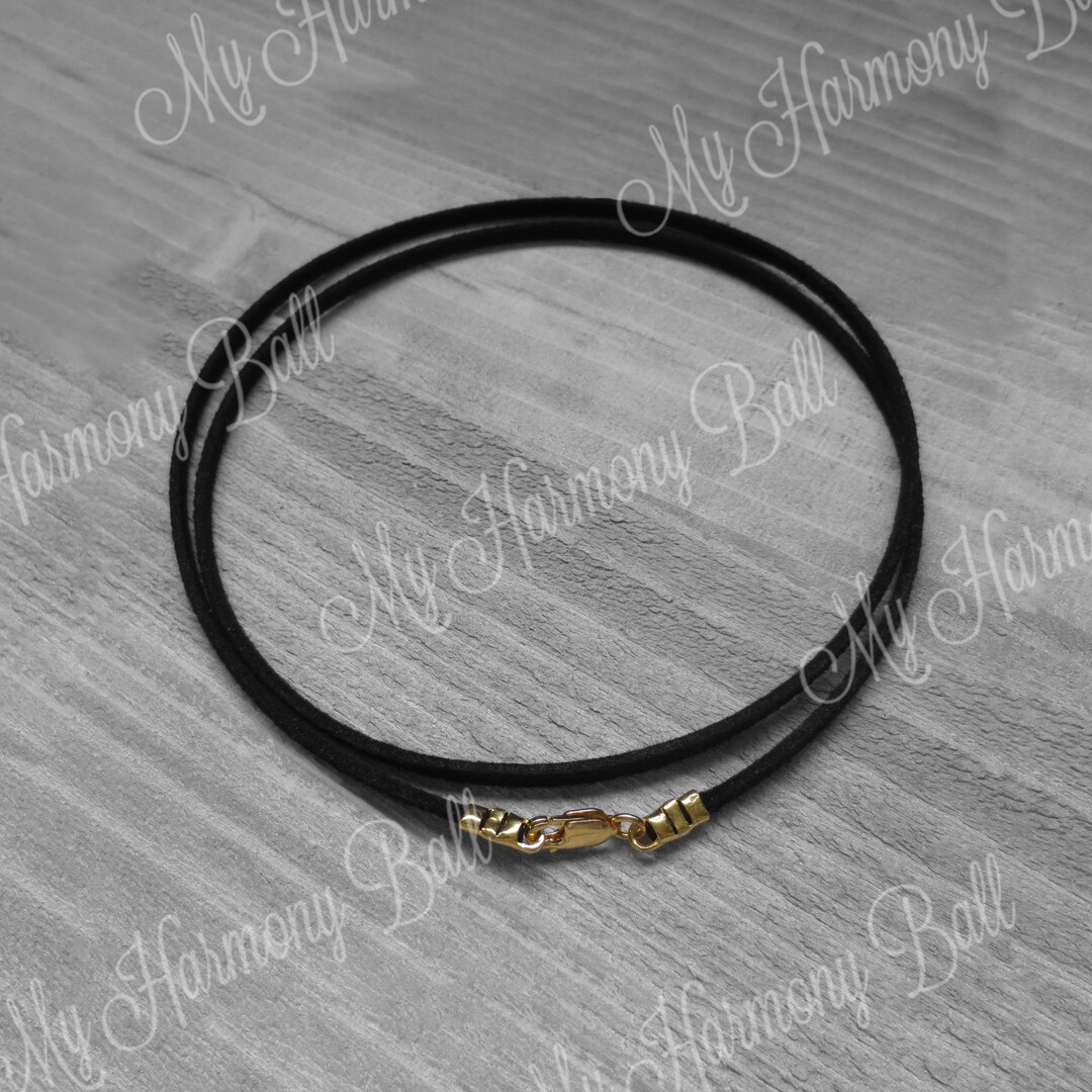 Soft Black Leather Cord With Gold Vermeil Lobster Claw Closure, Long