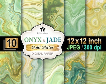 GREEN ONYX Jade Marble digital paper. Artificial stone. Artistic stone textures 12x12 inches 10 pcs printable backgrounds. Read description