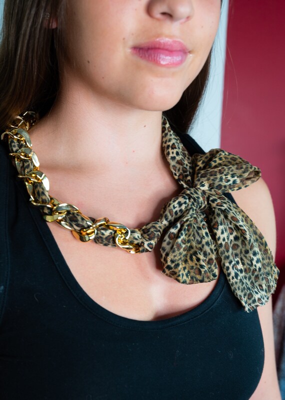 Scarf with Chain Linked Necklace Etsy