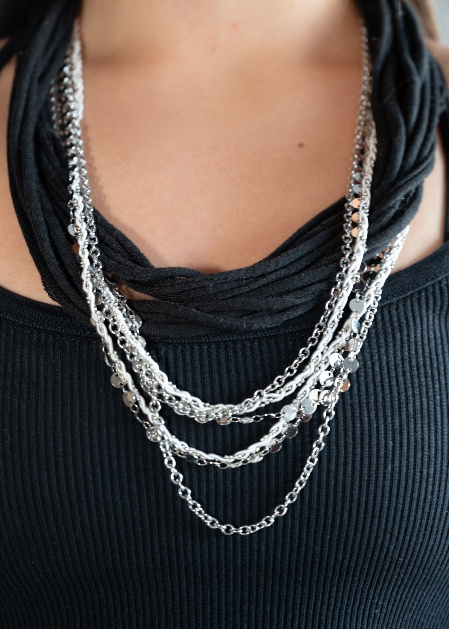 Recycled Tshirt With Chains Multistrand Necklace Etsy UK