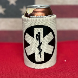 Fire Hose Star Of Life Can Cooler Firefighter Ems EMT Paramedic Medic