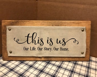 Fire Hose &quot;This Is Us&quot; Wall Sign Handmade With Retired Fire Hose