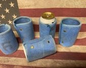 Blue Fire Hose Can Cooler Made From Retired Firefighter Hose