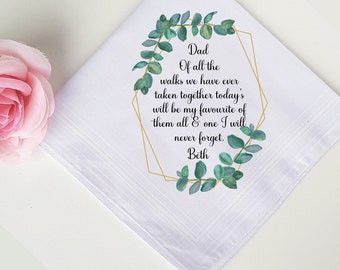 Father of the bride handkerchief, dad wedding hanky, personalised handkerchief