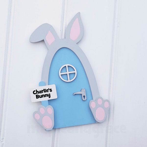Easter bunny door Personalised pastel Fairy door, Easter decoration, miniature pretend play make believe