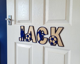 Football letter - personalised signs for kids room - football letter - sport themed - nursery decoration - door name sign - wooden 3d design