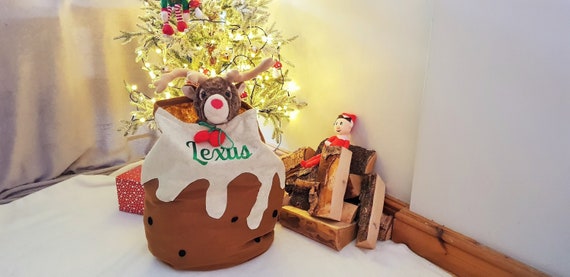 Large Christmas Sack personalised with an embroidered name of your choice PUDDING