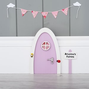 Fairy door lilac with personalised signpost  - tooth fairy pretend play magical fairies girls gift girls room dummy fairy