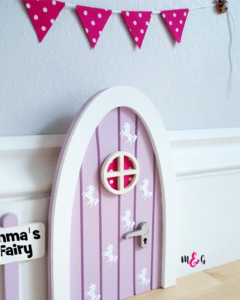 Personalised lilac unicorn fairy door great gift for girls and Etsy
