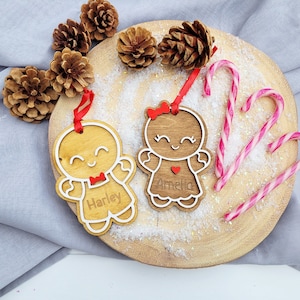 Personalised gingerbread tree decoration, custom gingerbread Christmas ornament, Xmas bauble,