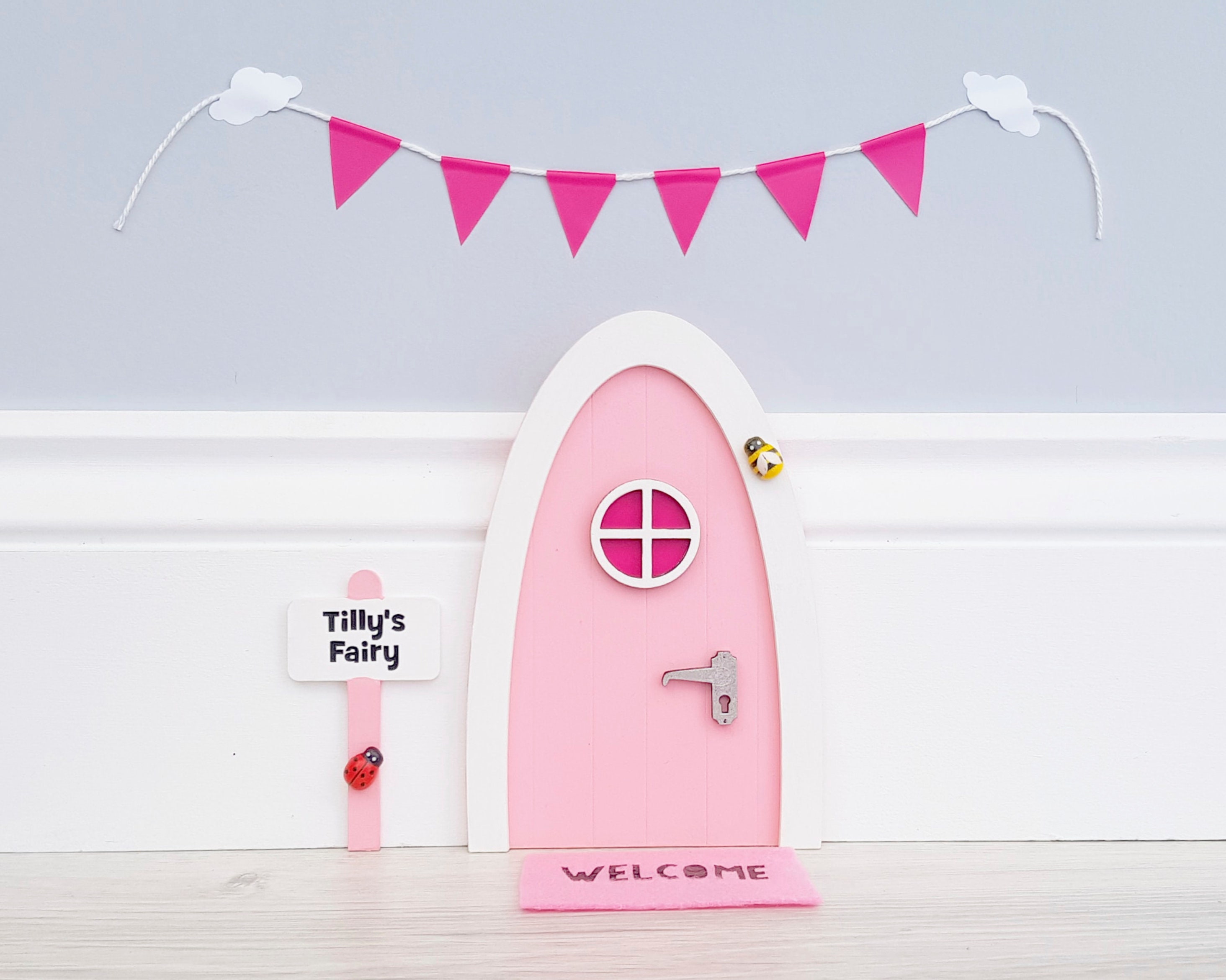 Porte de Fée Rose Personnalisée Grand Cadeau Pour Les Filles et Chambre, Miniature Faire Semblant Jo