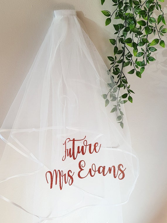 Hen Party Veil Personalised Veil Text - Bronze Glitter Bride to Be