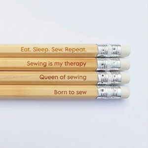 Sewing quote pencils sewing lover gift sewer gift seamstress gift gift for her craft gift born to sew sewing therapy Sewing gift image 5